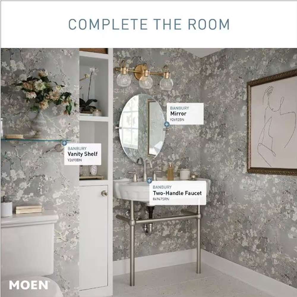 Banbury 8 in. Widespread Double Handle High-Arc Bathroom Faucet in Spot Resist Brushed Nickel (Valve Included)