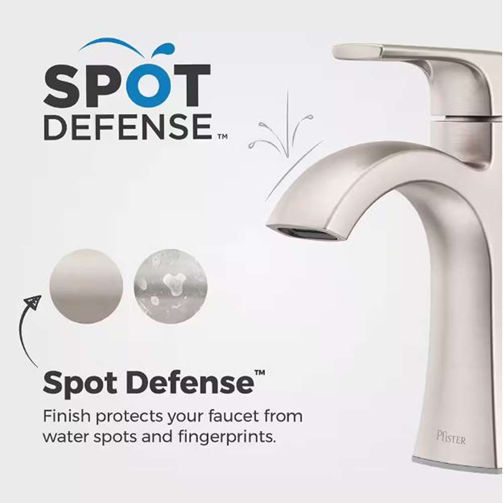 Bruxie Single-Handle Single-Hole Bathroom Faucet with Deckplate and Drain Kit Included in Spot Defense Brushed Nickel