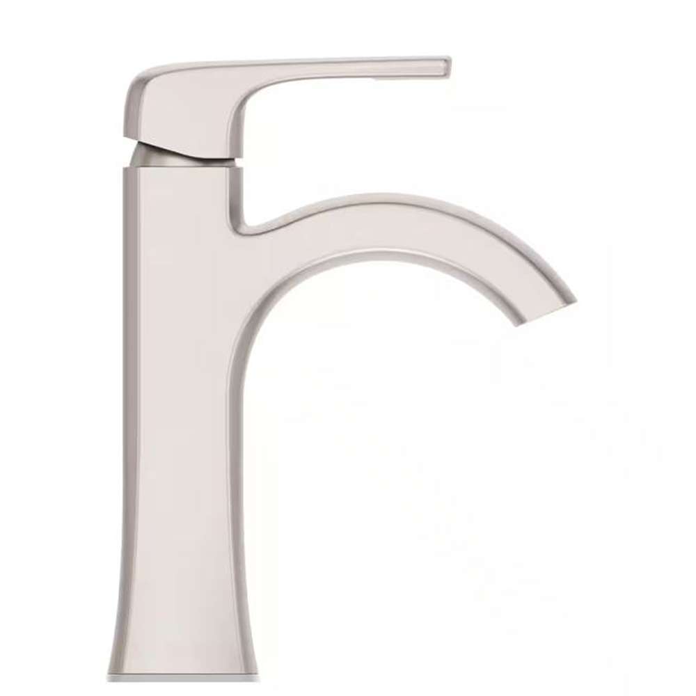 Bruxie Single-Handle Single-Hole Bathroom Faucet with Deckplate and Drain Kit Included in Spot Defense Brushed Nickel